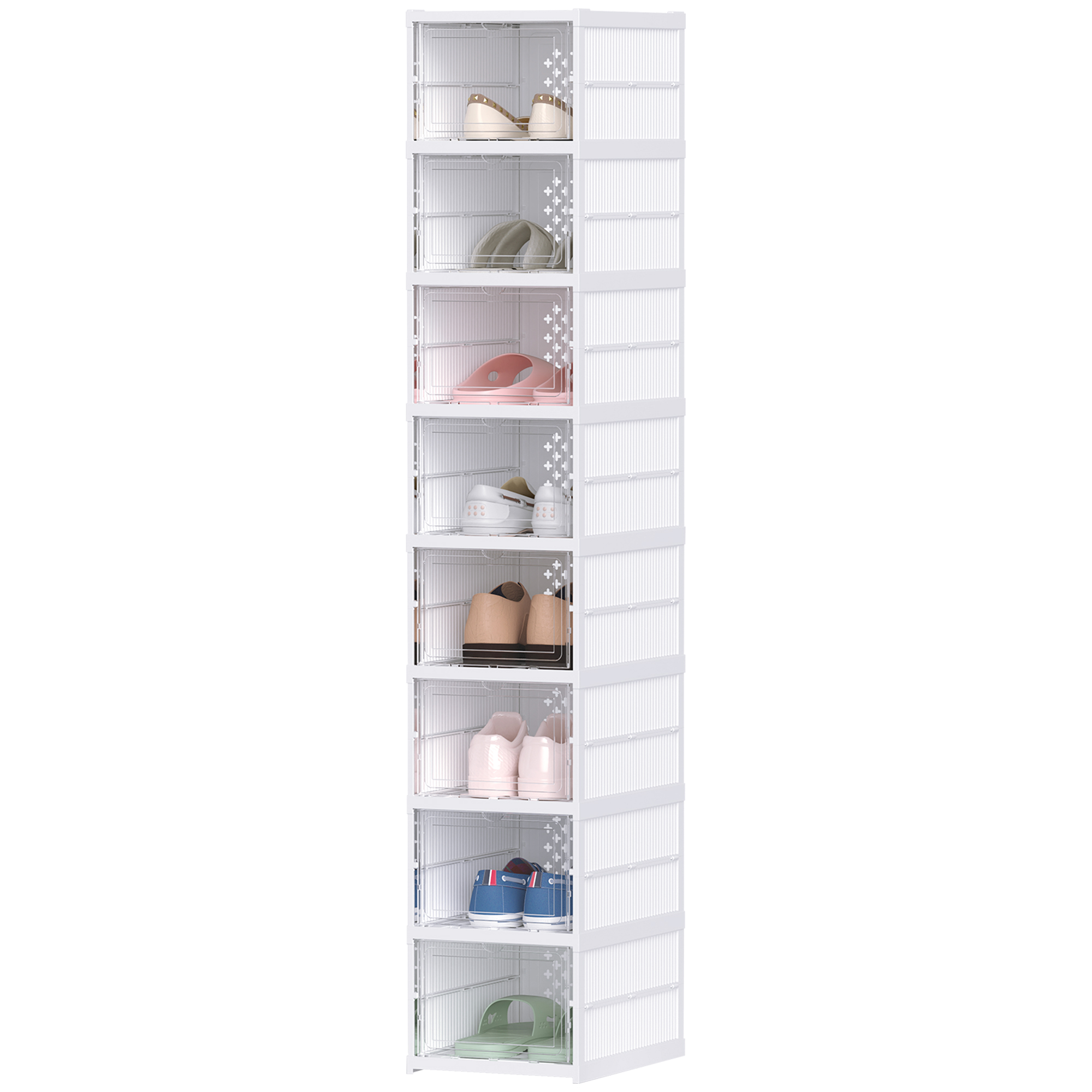 UPLOAD RETEST B - Unbranded Stackable Shoe Boxes with Clear Door, 8 Pack